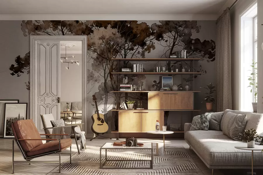 τοιχογραφίες Βαμμένα πεύκα w05173v1