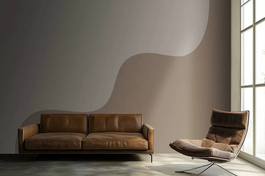 τοιχογραφίες Απαλά αφηρημένα σχήματα σε ανοιχτούς μπεζ και καφέ τόνους w05097v2