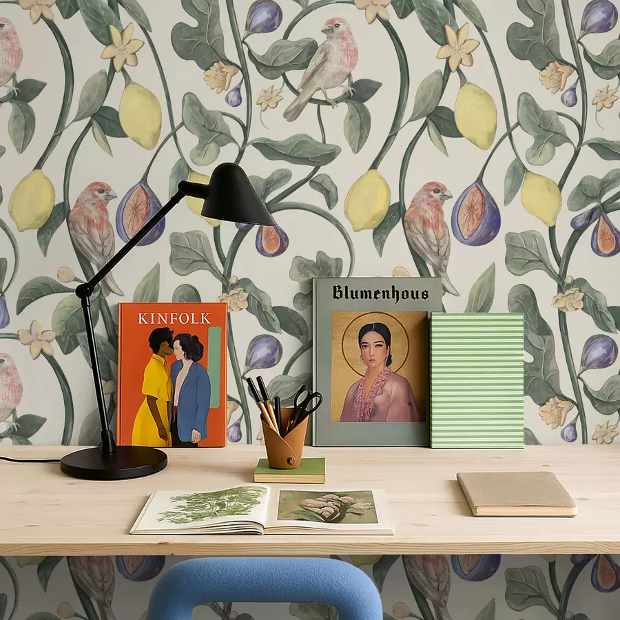 τοιχογραφίες Πουλιά ανάμεσα σε φύλλα και φρούτα a01107