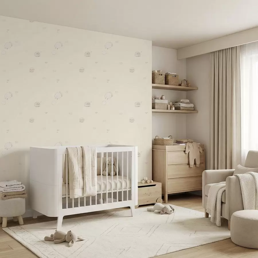 τοιχογραφίες Χαριτωμένο μοτίβο με πρόβατα και μικρά καρδούλες a01109