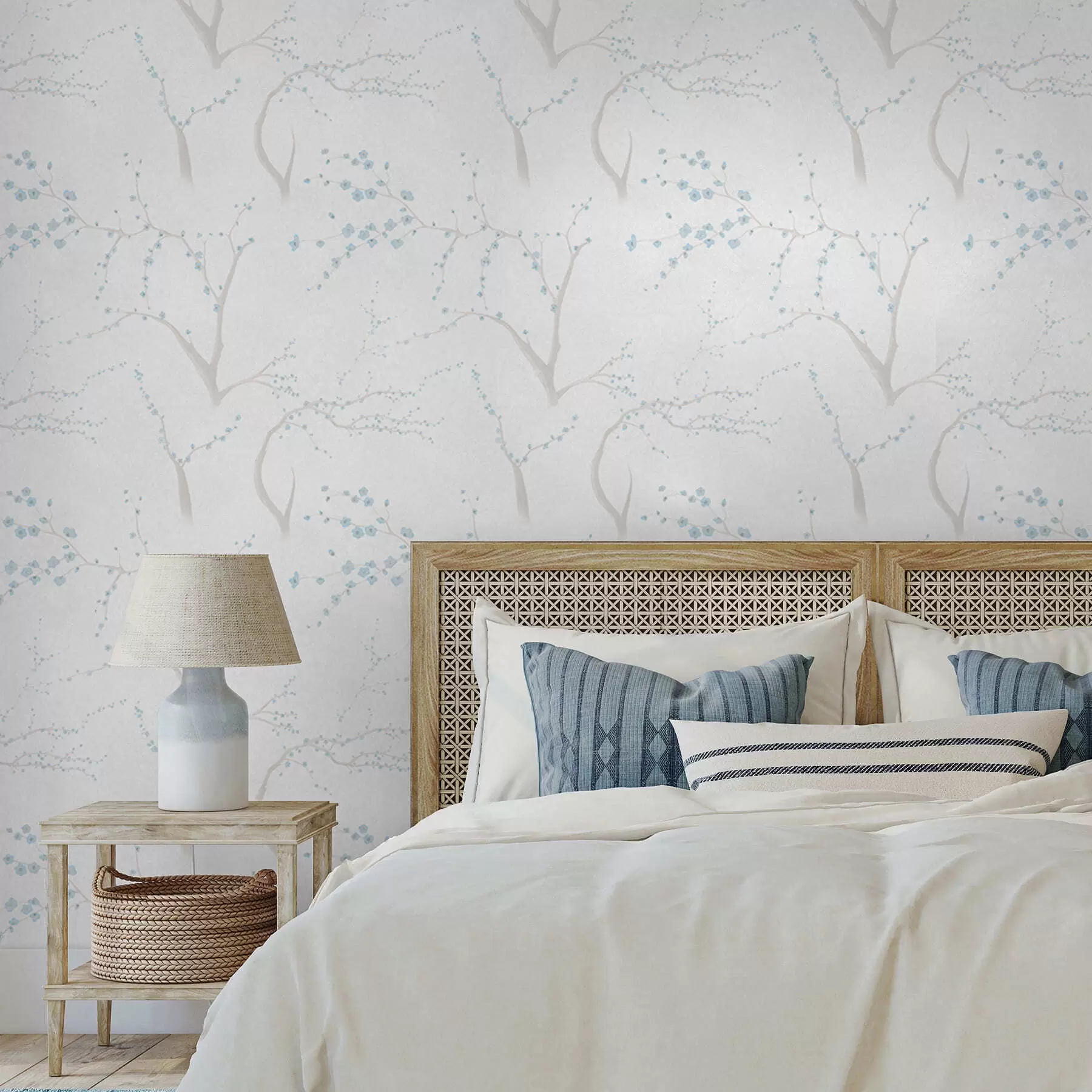 τοιχογραφίες Ελαφριά κλαδιά με μπλε άνθη a01111