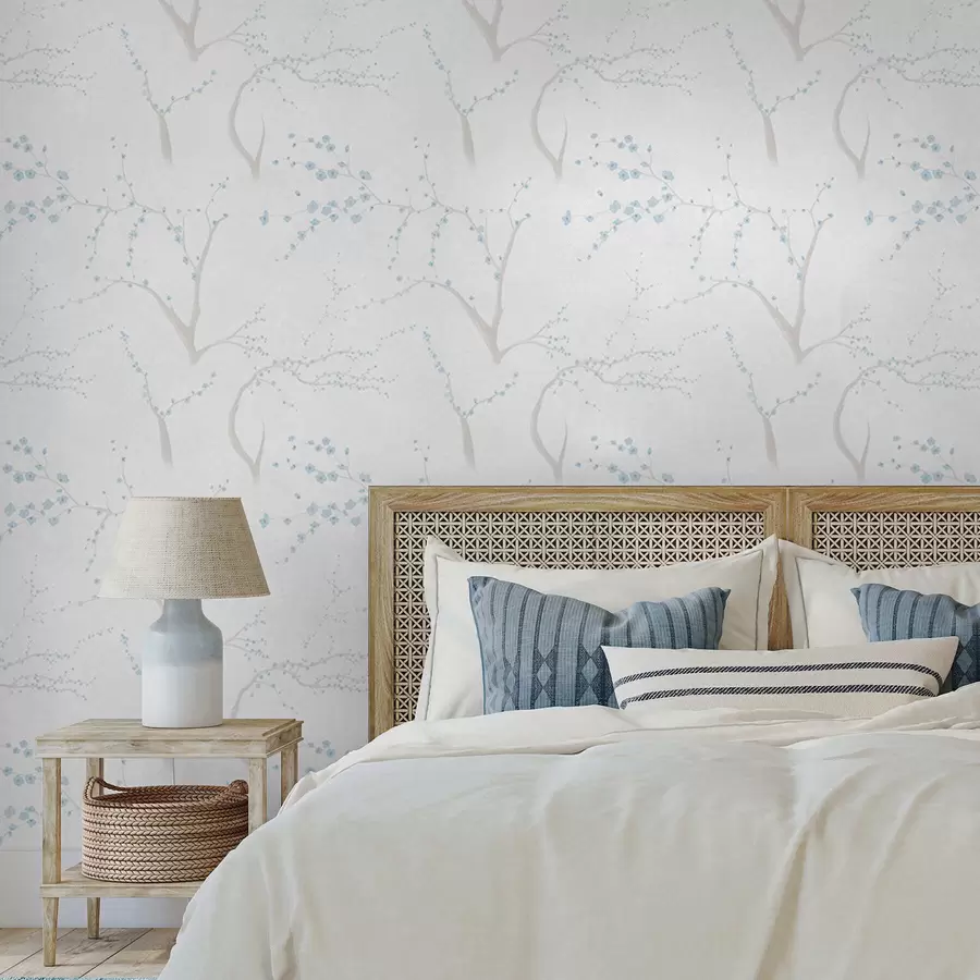 τοιχογραφίες Ελαφριά κλαδιά με μπλε άνθη a01111