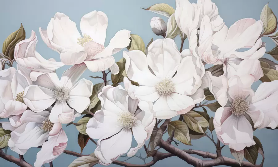 τοιχογραφίες Πλούσια λουλούδια σε ένα κλαδί δέντρου w05178