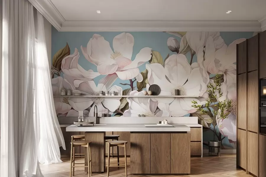 τοιχογραφίες Πλούσια λουλούδια σε ένα κλαδί δέντρου w05178