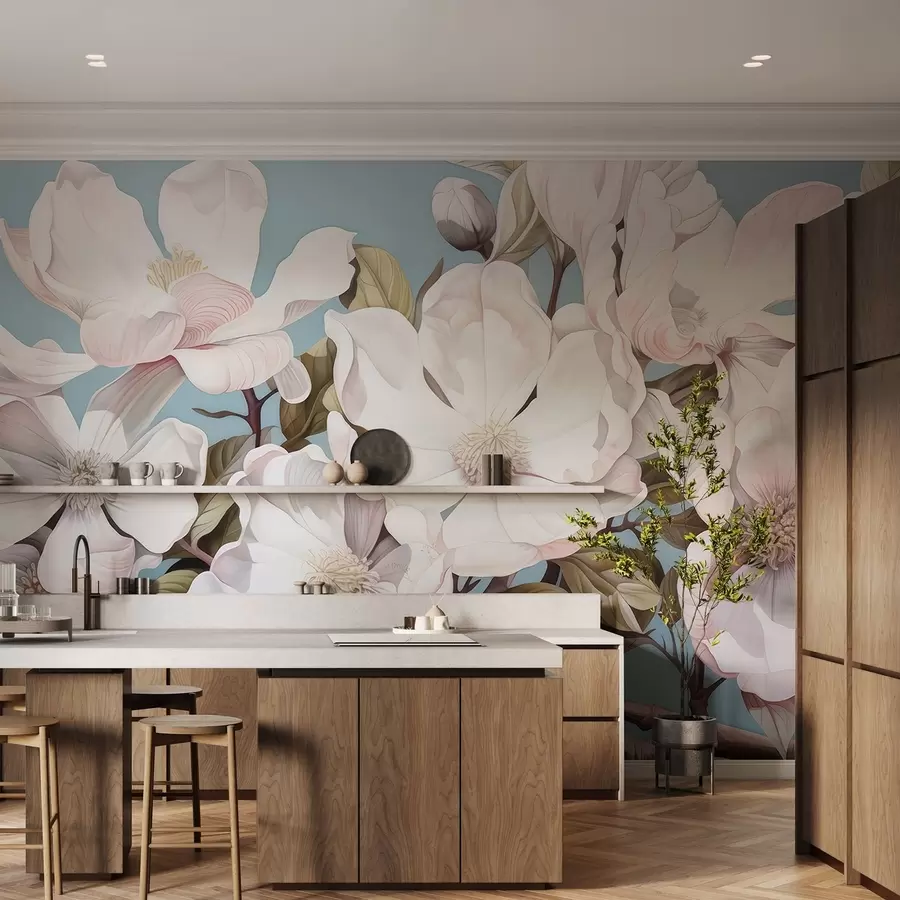 τοιχογραφίες Πλούσια λουλούδια σε ένα κλαδί δέντρου w05178