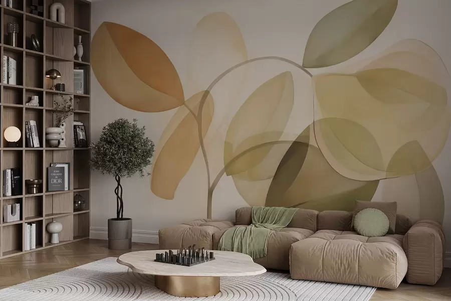 τοιχογραφίες Αφηρημένα φύλλα που μιμούνται τη ζωγραφική w05208