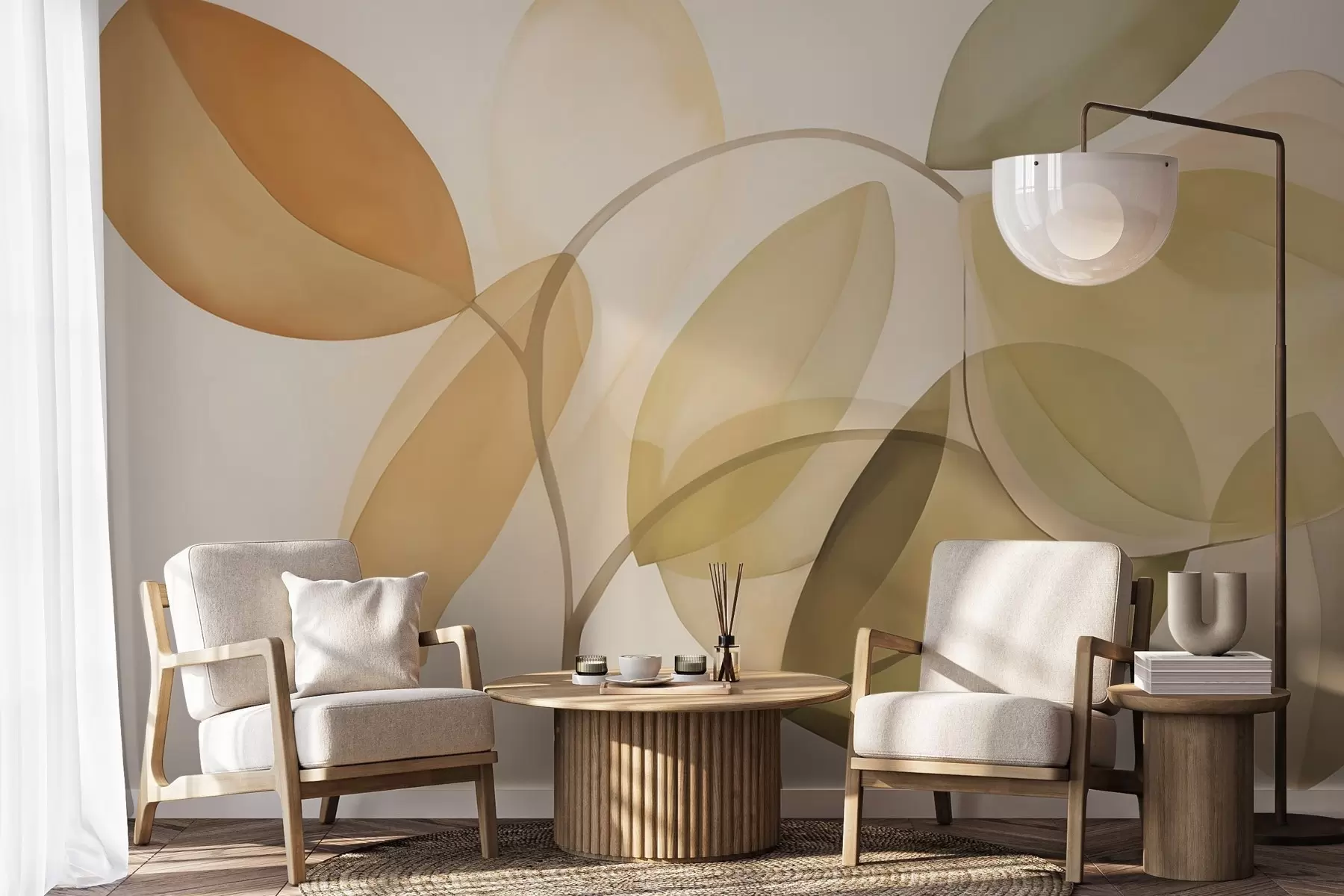 τοιχογραφίες Αφηρημένα φύλλα που μιμούνται τη ζωγραφική w05208