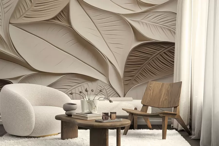 τοιχογραφίες Αφηρημένα φύλλα με νευρώσεις w05209