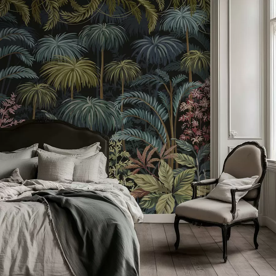 τοιχογραφίες Πυκνό τροπικό φύλλωμα με μεγάλα φύλλα w05116