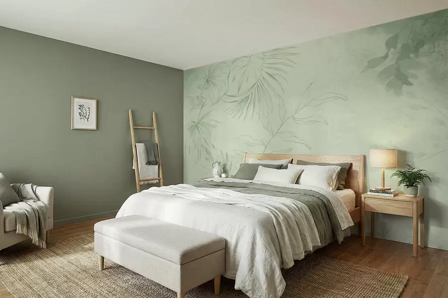 τοιχογραφίες Γραμμικά φυτά σε δροσερό μπλε φόντο w05128v2