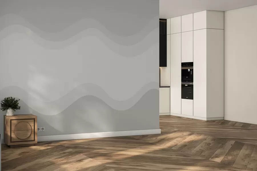 τοιχογραφίες Αφηρημένα κύματα σε ουδέτερη μπεζ παλέτα w05132v3