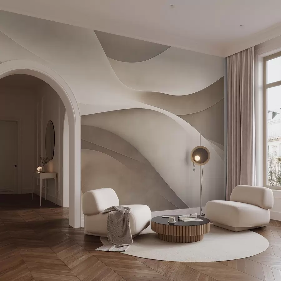 τοιχογραφίες Αφηρημένος τοίχος, κύματα w09694