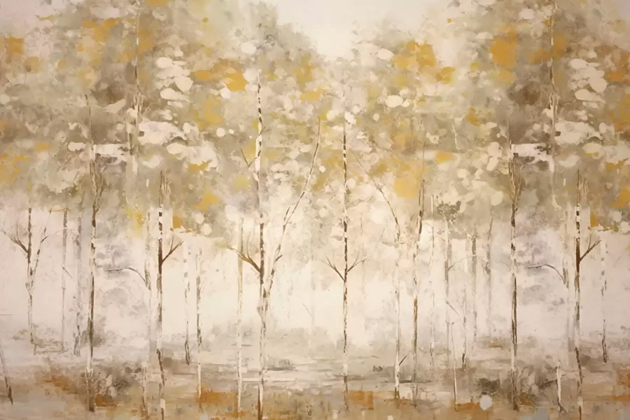 τοιχογραφίες Στυλιζαρισμένο δάσος με λεπτούς δένδρους σε ζεστούς τόνους w05221