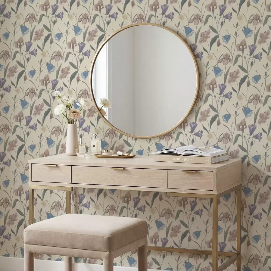 τοιχογραφίες Παστέλ floral μοτίβο σε ανοιχτόχρωμο φόντο a01118