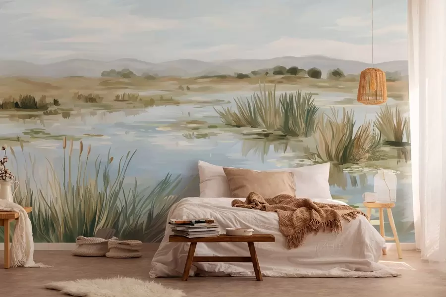 τοιχογραφίες Ήσυχη, γαλήνια λίμνη, γραφικό τοπίο w05214