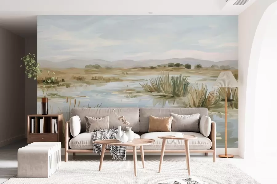 τοιχογραφίες Ήσυχη, γαλήνια λίμνη, γραφικό τοπίο w05214