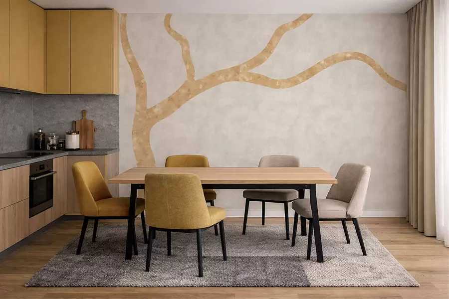 τοιχογραφίες Ελαφρύ κλαδί σε ανοιχτόχρωμο φόντο w05144