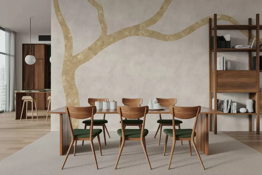 τοιχογραφίες Ελαφρύ κλαδί σε ανοιχτόχρωμο φόντο w05144