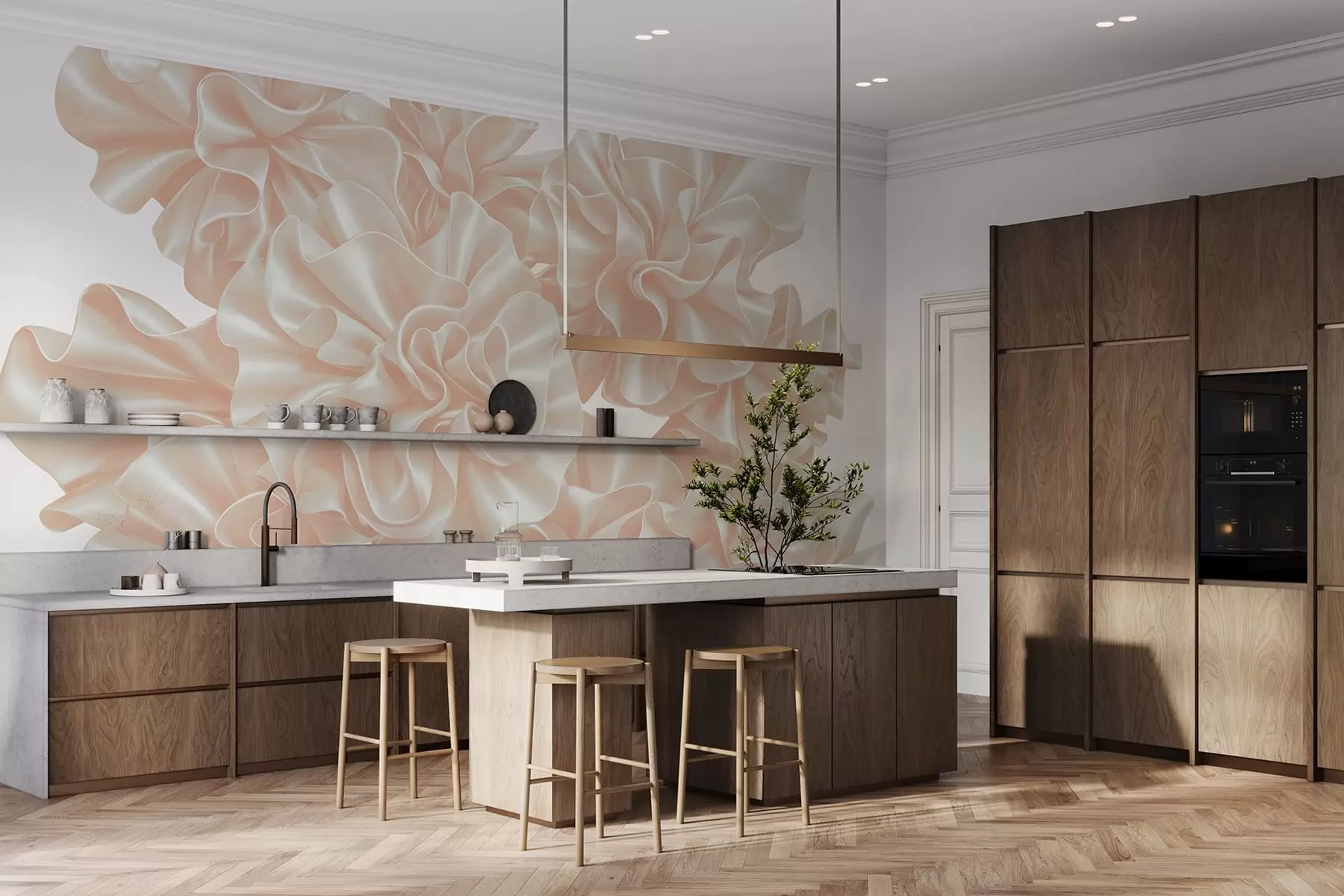 τοιχογραφίες Μίμηση λουλουδιών από κορδέλες w05252