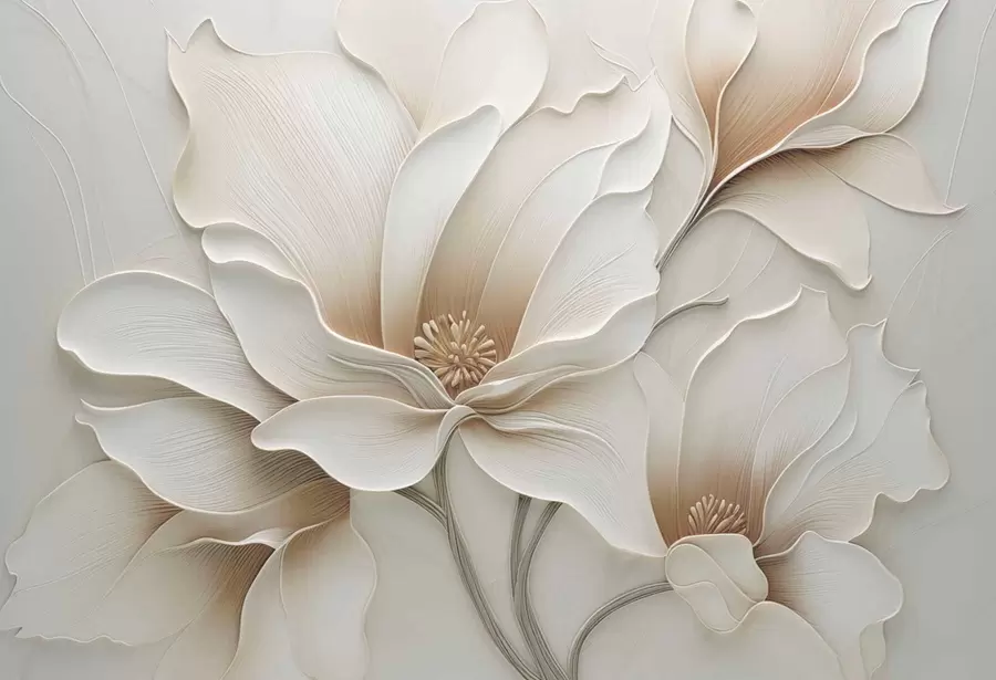 τοιχογραφίες Ανάγλυφο μπεζ λουλούδι σε κοντινό πλάνο w05269