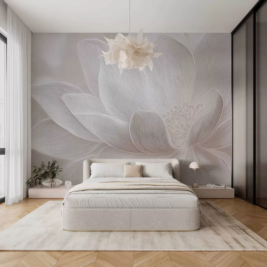 τοιχογραφίες Αφηρημένα κυματιστά σχέδια σε ανοιχτούς μπεζ τόνους w05266