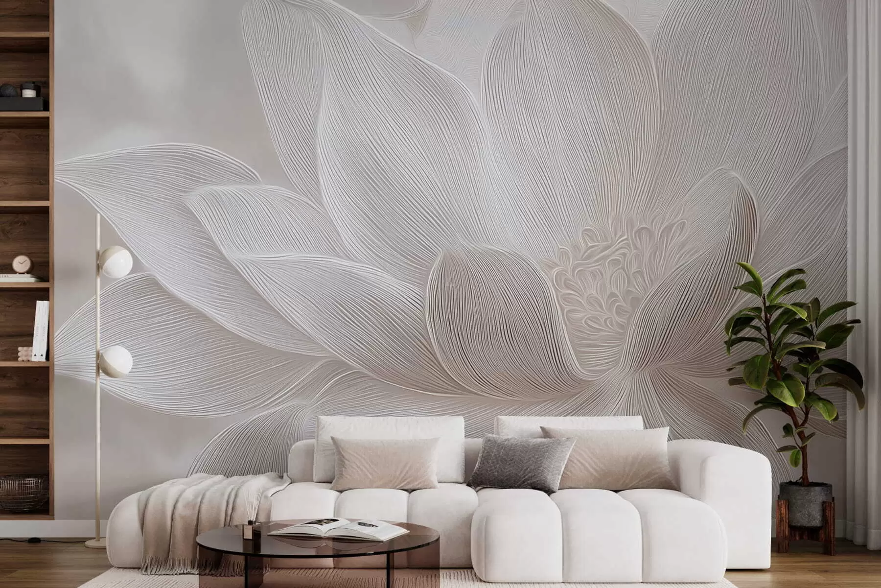 τοιχογραφίες Αφηρημένα κυματιστά σχέδια σε ανοιχτούς μπεζ τόνους w05266