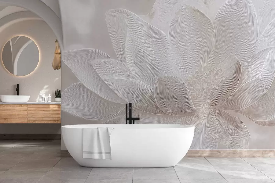 τοιχογραφίες Αφηρημένα κυματιστά σχέδια σε ανοιχτούς μπεζ τόνους w05266