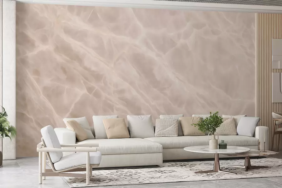 τοιχογραφίες Κομψό αφηρημένο έργο τέχνης σε μπεζ χρωματική παλέτα με απομίμηση μαρμάρου w09684