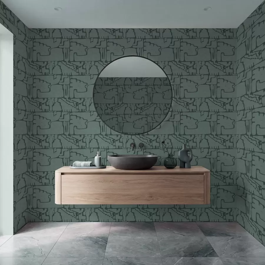 τοιχογραφίες Αφηρημένο μοτίβο σε αποχρώσεις του γαλαζοπράσινου a01122v3