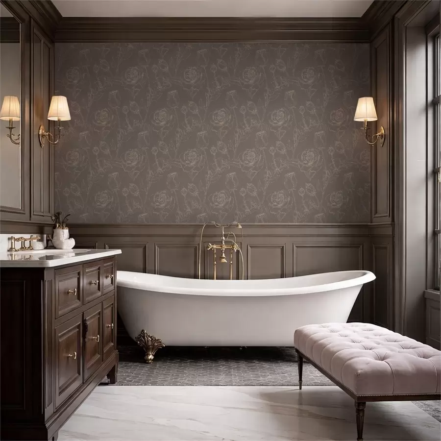 τοιχογραφίες Σκούρο ροζ μοτίβο σε καφέ φόντο a01124v1