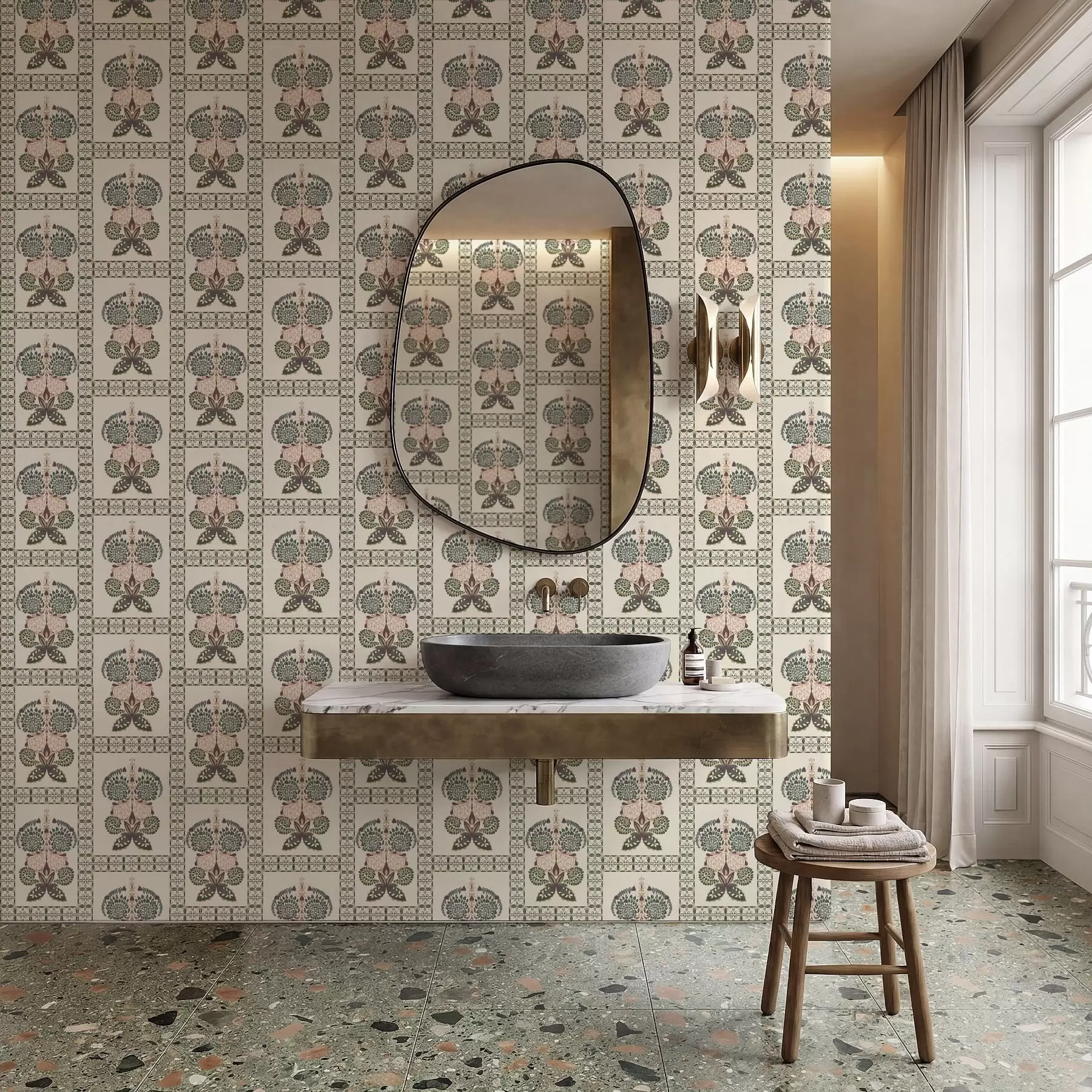 τοιχογραφίες Διακοσμητικό μοτίβο με πεταλούδες και λουλούδια a01125