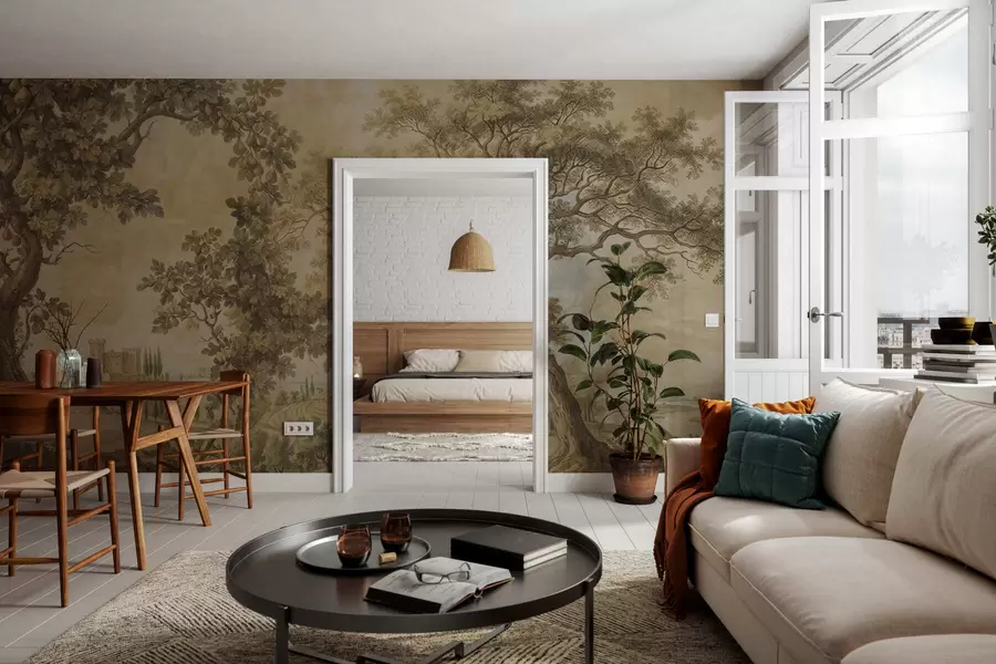 τοιχογραφίες Ποιμενικό τοπίο σε κεντημένο στυλ w05359