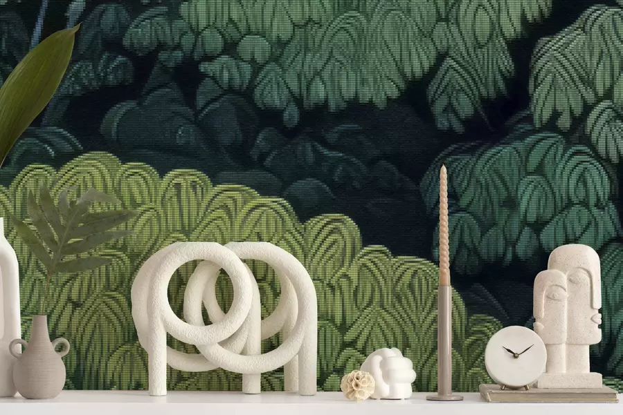 τοιχογραφίες Μωσαϊκό πράσινων φυλλωμάτων δέντρων w05362