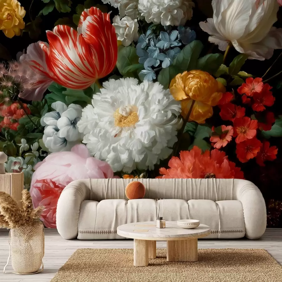 τοιχογραφίες Πολυτελής ανθοσύνθεση που θυμίζει ανοιξιάτικο κήπο w09676