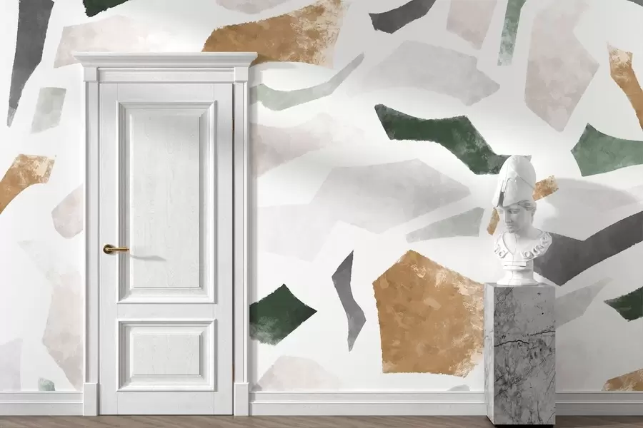 τοιχογραφίες Αφηρημένα κομμάτια με υφή σε αποχρώσεις του πράσινου και του μπεζ w05146