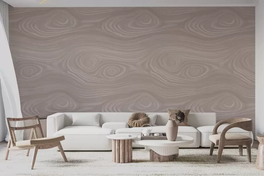 τοιχογραφίες Αφηρημένο μπεζ μοτίβο με απαλές γραμμές και απομίμηση της υφής του φυσικού ξύλου w09681