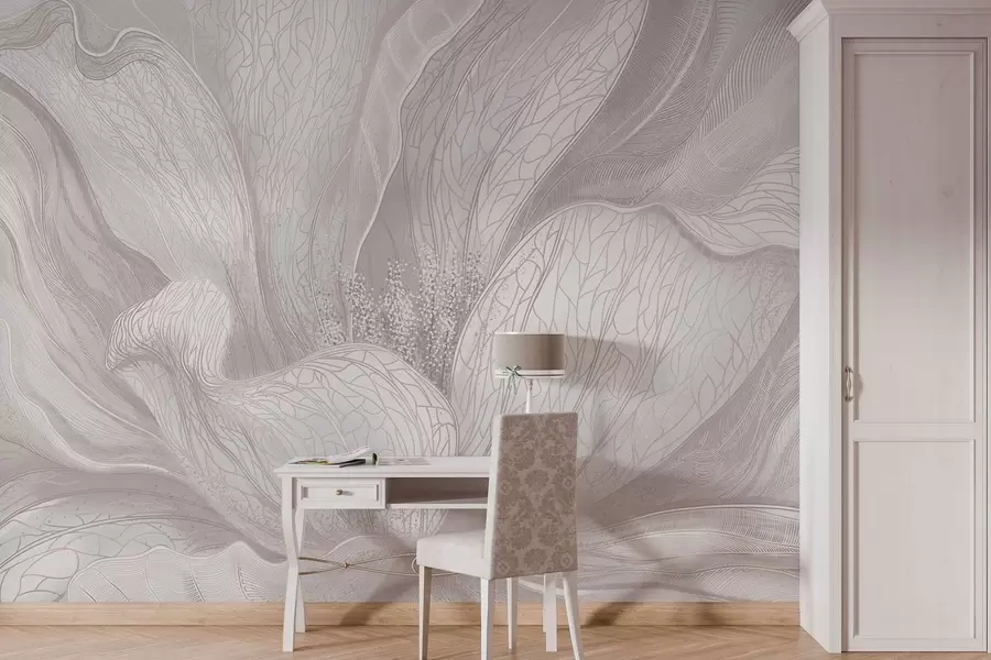 τοιχογραφίες Ελαφρύ αφηρημένο λουλούδι με κυματιστές γραμμές w05119v3