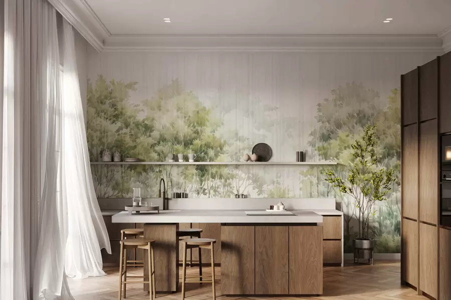 τοιχογραφίες Δασώδης περιοχή και γραμμές w05442