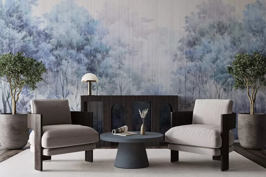 τοιχογραφίες Δασώδης περιοχή και γραμμές w05442v1