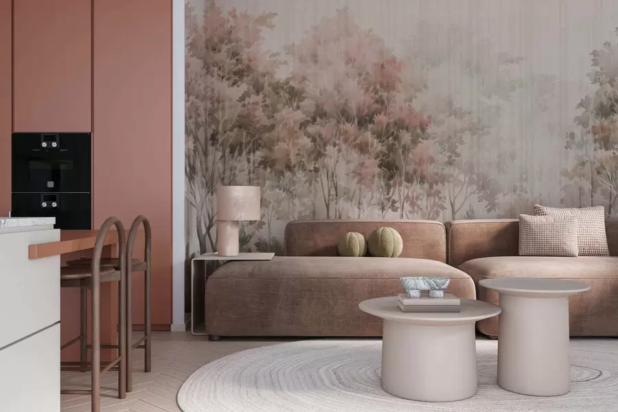 τοιχογραφίες Δασώδης περιοχή και γραμμές w05442v2