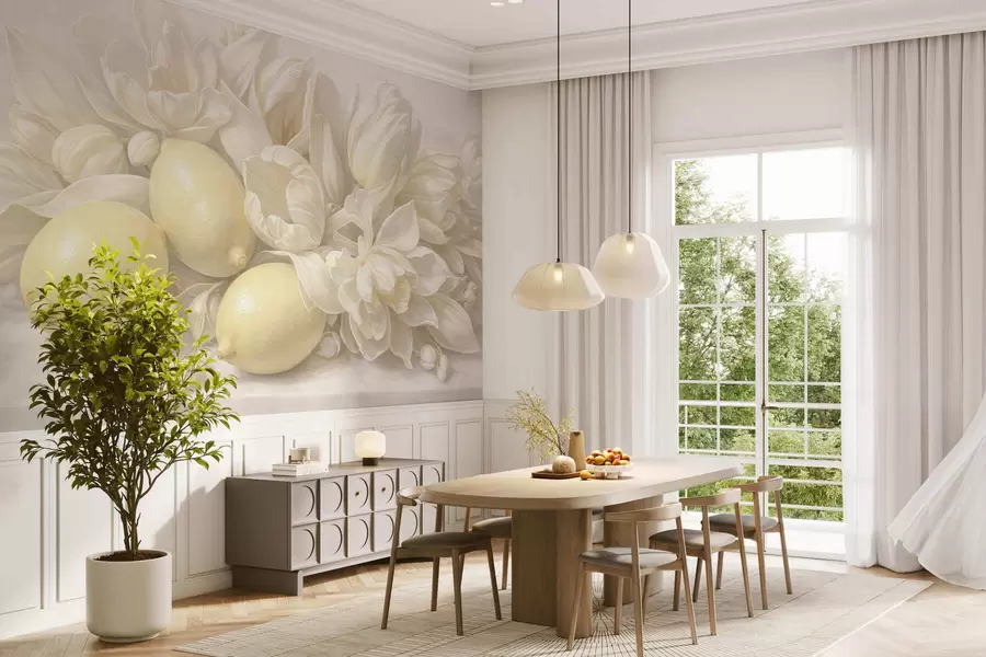 τοιχογραφίες Λεπτό λουλουδάτο άρωμα με νότες λεμονιού w05449