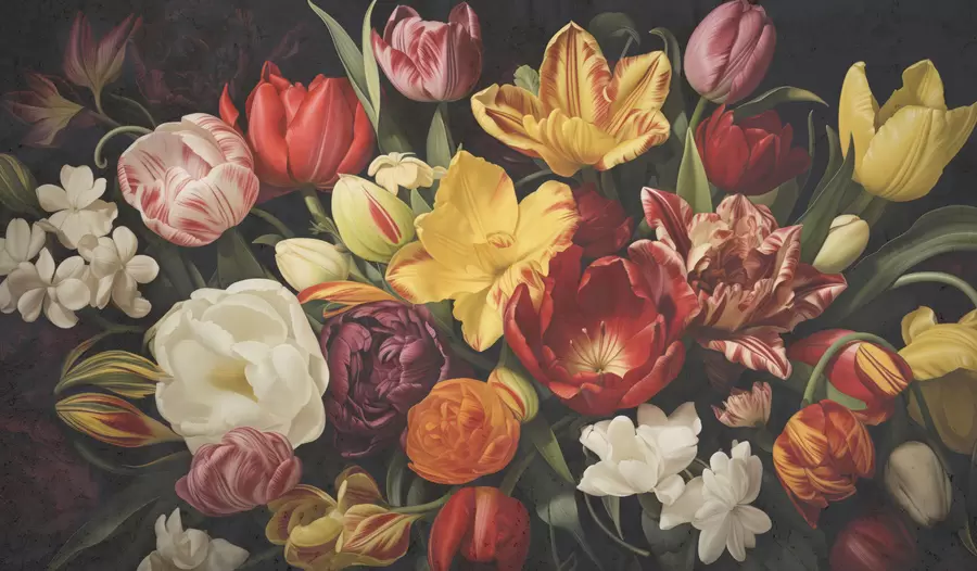 τοιχογραφίες Μπουκέτο σε στυλ vintage grunge w05451