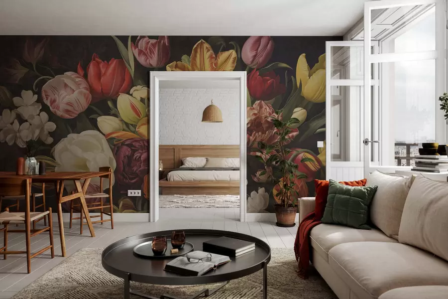 τοιχογραφίες Μπουκέτο σε στυλ vintage grunge w05451