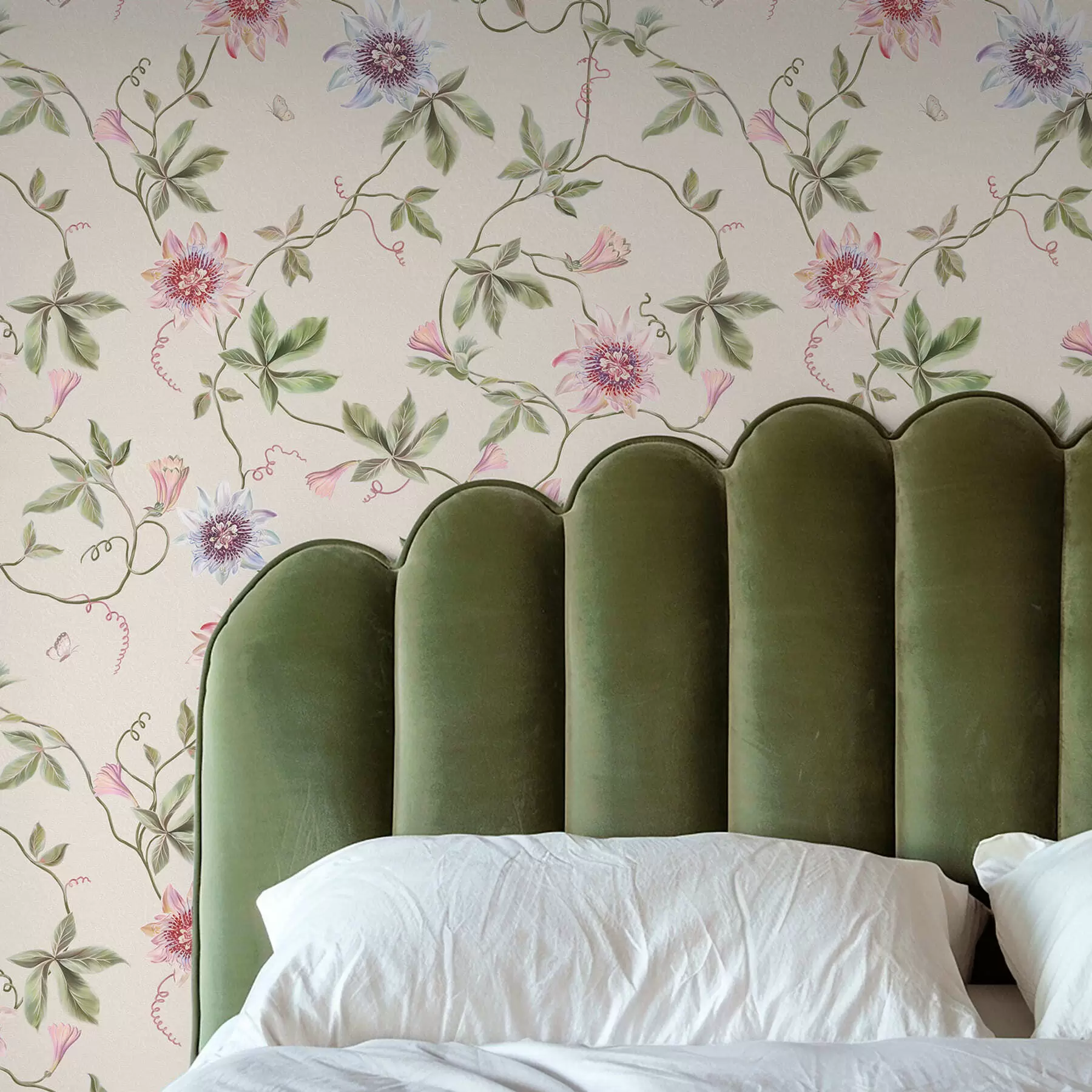 τοιχογραφίες Μοτίβο με εξωτικά λουλούδια και κληματίδες a01131