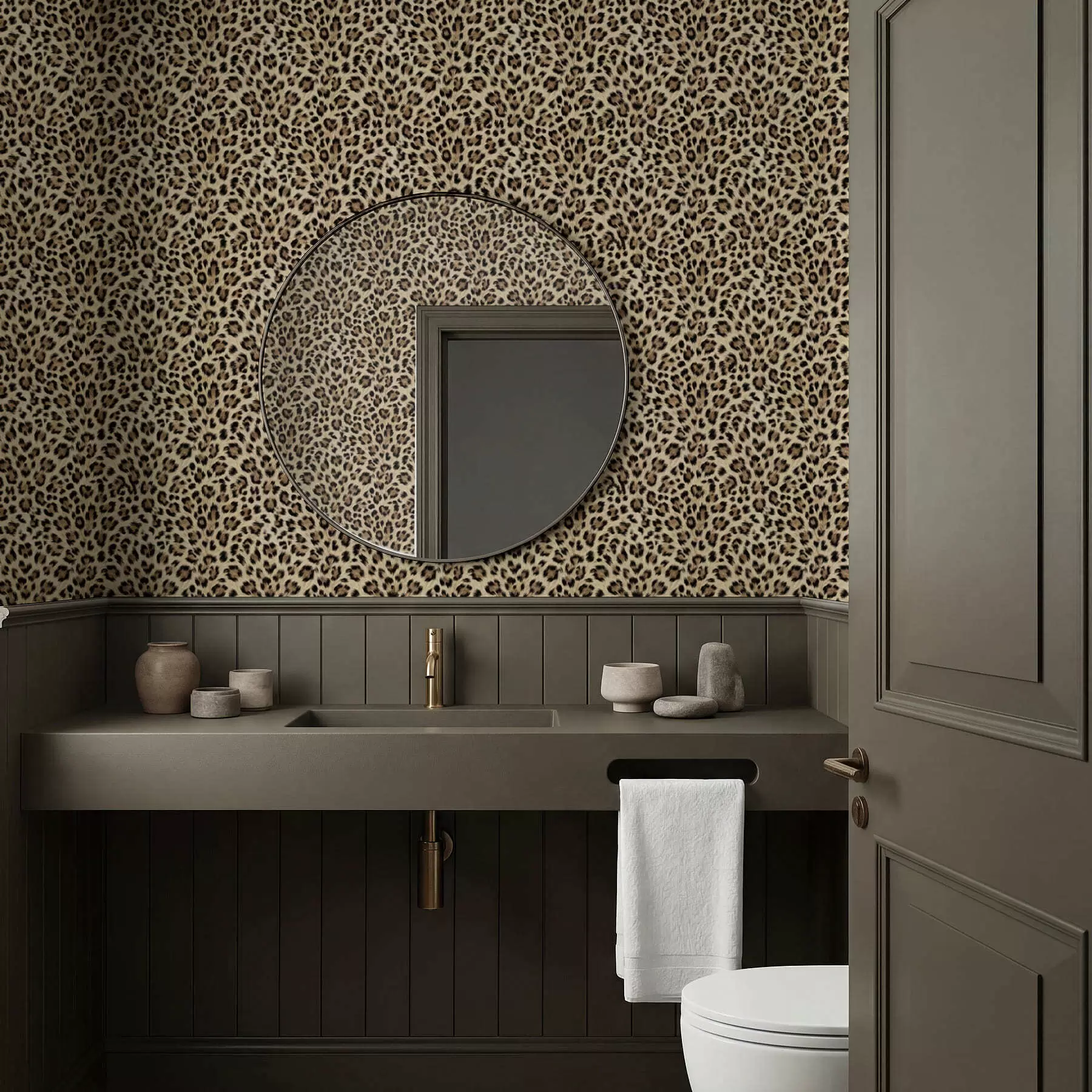 τοιχογραφίες Μοτίβο λεοπάρδαλης με κηλίδες σε ανοιχτόχρωμο φόντο a01151