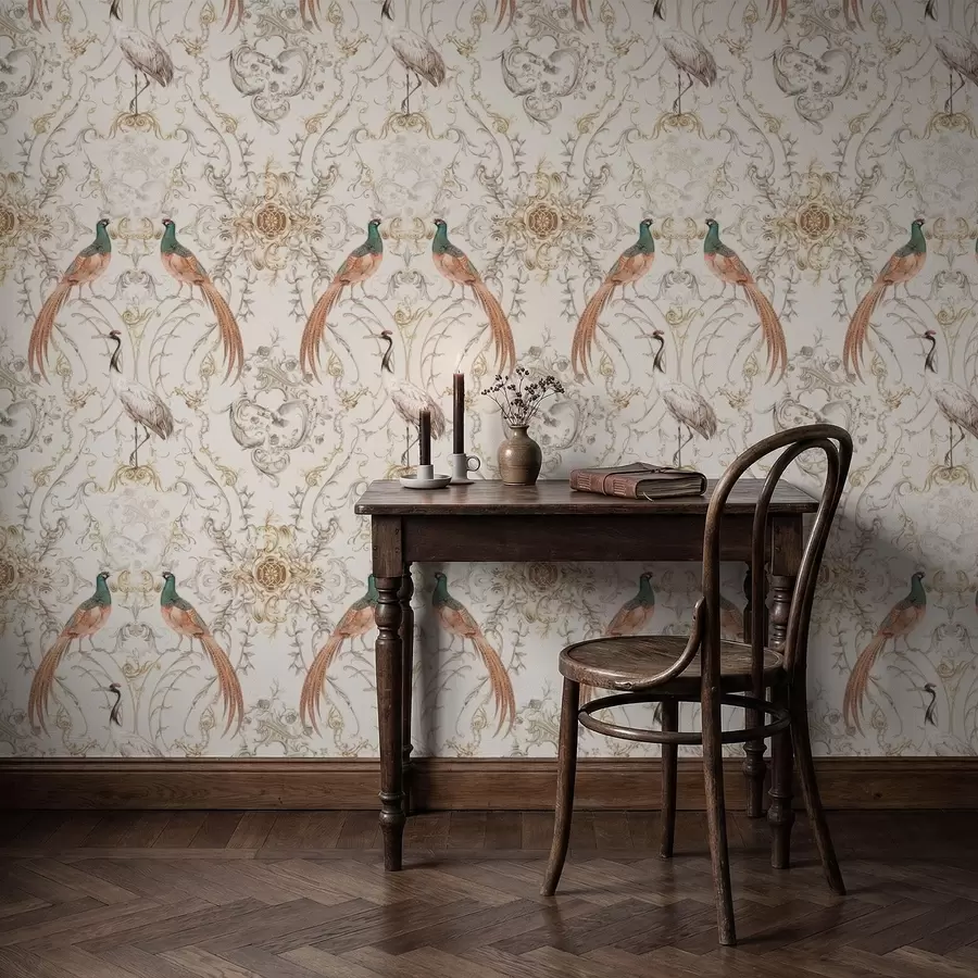 τοιχογραφίες Διακοσμητικό σχέδιο με πουλιά και μοτίβα a01156