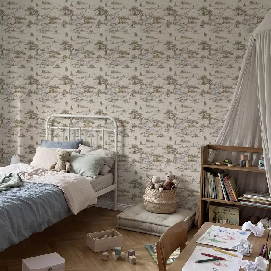 τοιχογραφίες Εικονογράφηση της φύσης με ζώα και ποτάμι a01157