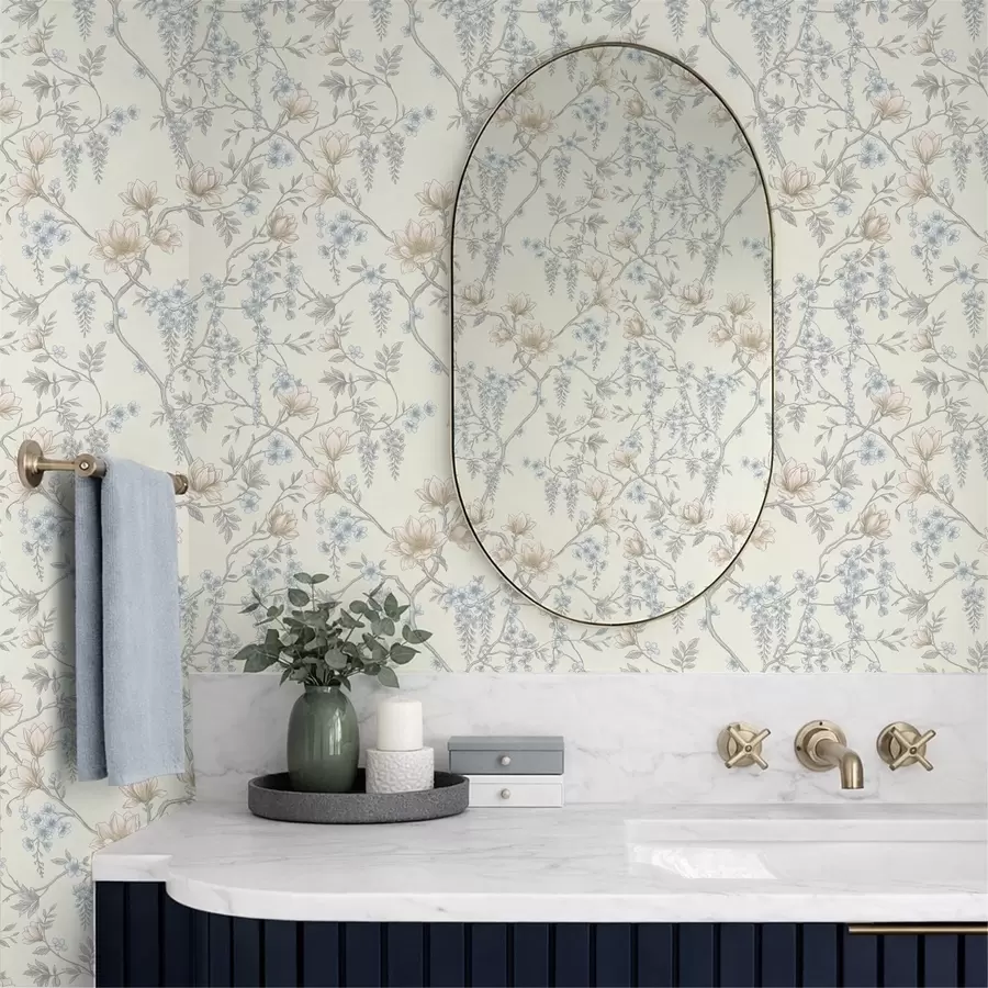 τοιχογραφίες Λεπτό λουλουδάτο μοτίβο με κλαδιά και λουλούδια a01159