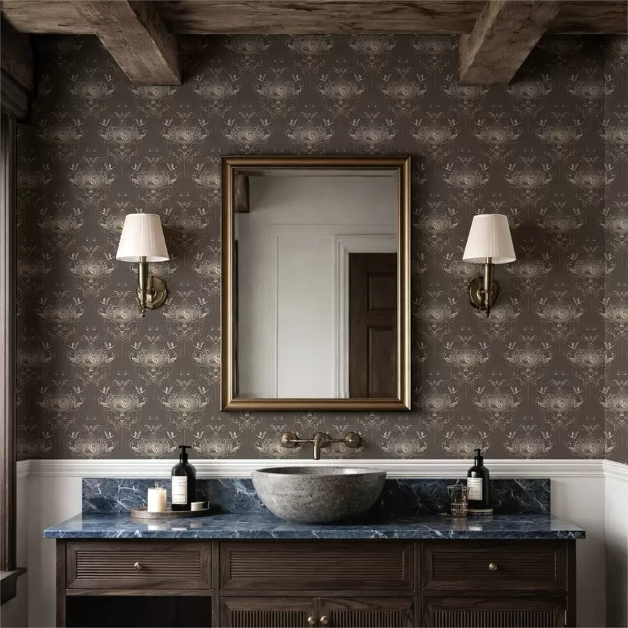 τοιχογραφίες Διακοσμητικό με κύκνους και πουλιά σε κλασικό στιλ a01161