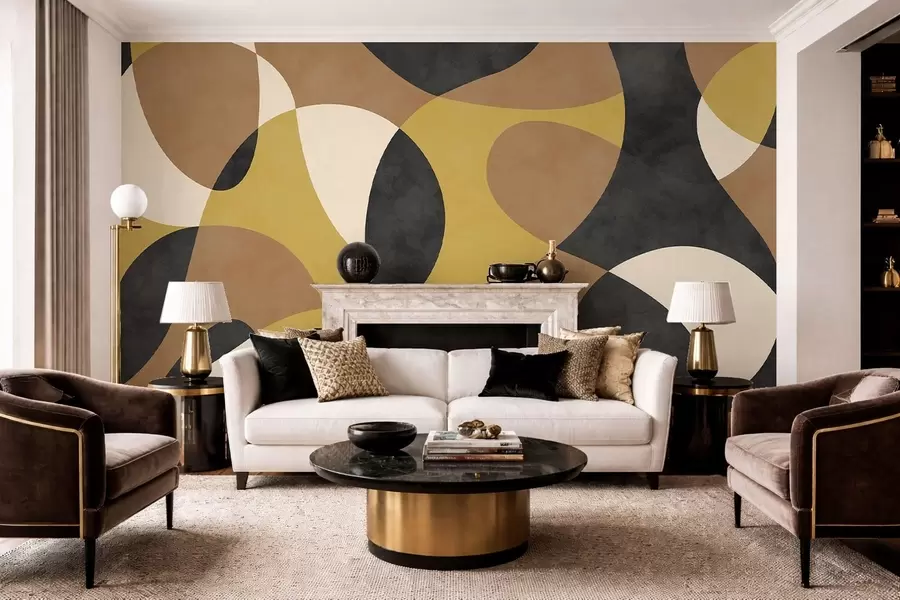 τοιχογραφίες Αφηρημένο μοτίβο με κυματιστές γραμμές και αντιθέσεις w05149